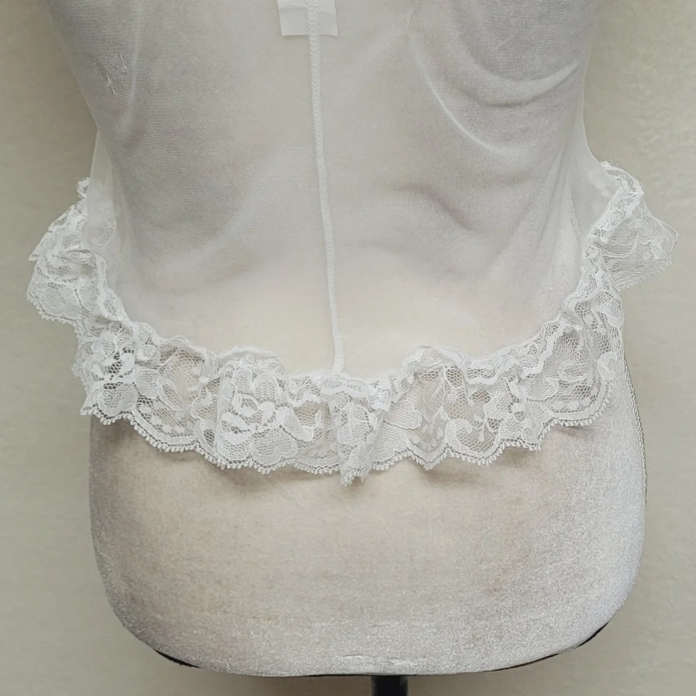 Frederick's Of Hollywood Vintage White Lace Teal Satin Lace-up Corset Lingerie S - Picture 10 of 12
